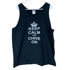 Keep Calm And Chive On Black Tank Top SIze XL